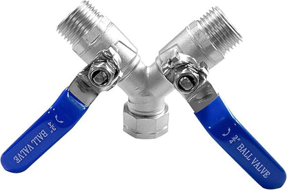 Garden Hose Y Valve Hose Splitter Stainless Steel 3/4" GHT Thread Hose Splitter with Long Handle