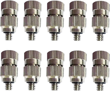 High Pressure Brass Nickel Plated Misting Nozzle for Outdoor Cooling Mist System, 0.2mm Ceramics Orifice, Detachable & Cleanable, 10pcs