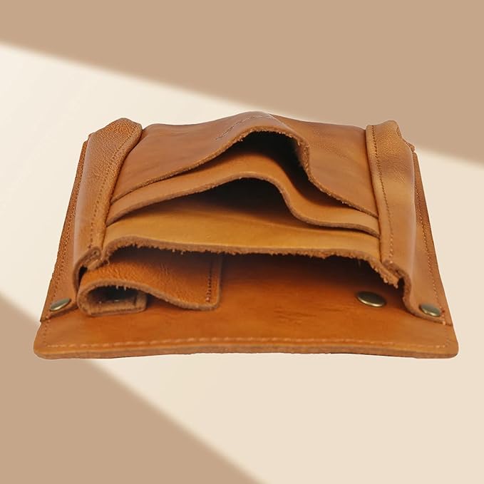 Tourbon Leather Florist Tool Waist Pouch Belt Garden Shoulder Crossbody Tools Bag Gardening Pruning Shears Holder Organizer Kit 4 Pockets (Brownish Yellow)