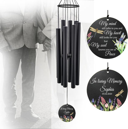 Personalized 36" Healing Memorial Wind Chimes for Outside, Bereavement Gift of Comfort for Loss of Mother, Father or Husband, A Soothing Remembrance for Your Garden and Patio