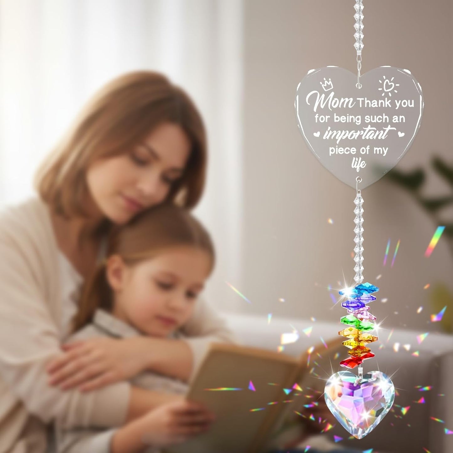 Gifts for Mom from Daughter and Son, Crystal Suncatcher Gift for Mother, Mom Gifts for Birthday Thanksgiving Christmas Mother's Day