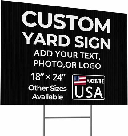 Custom Yard Sign with Stake – 18x24 Personalized Outdoor Sign for Events, Business and Birthdays – Durable 4mm Weatherproof Corrugated Plastic