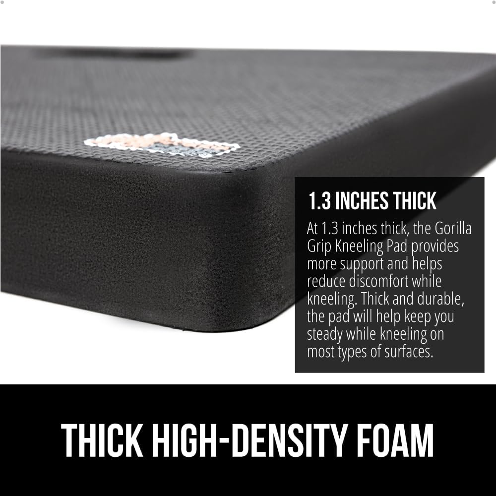 GORILLA GRIP Extra Thick Patent Pending Garden Kneeling Pad, 17.5 x 11 Inch Supportive Soft Foam Knee Cushioning for Gardening, Water Resistant, Bathing Baby Working Supplies, Lightweight 2 Pack Black