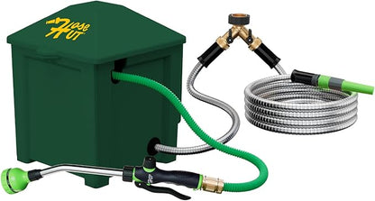 Garden Hose Holder System - Garden Hose Reel Alternative, Perfect for Outdoor Hose Storage - All-in-One Water Hose Holder for Outside - With 3 Hoses & Accessories (Green - Lite Lawn & Garden)