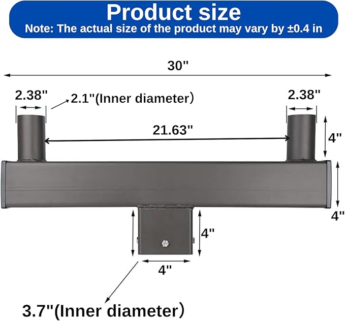 Double Bullhorn Mounting Bracket Tenon, with 2 Tenons 2-3/8" for 4in Square Pole Mounting Arm for Parking Lot Light Street Area Slip Fitter Lights Mount Low Profile Sturdy Heavy Duty