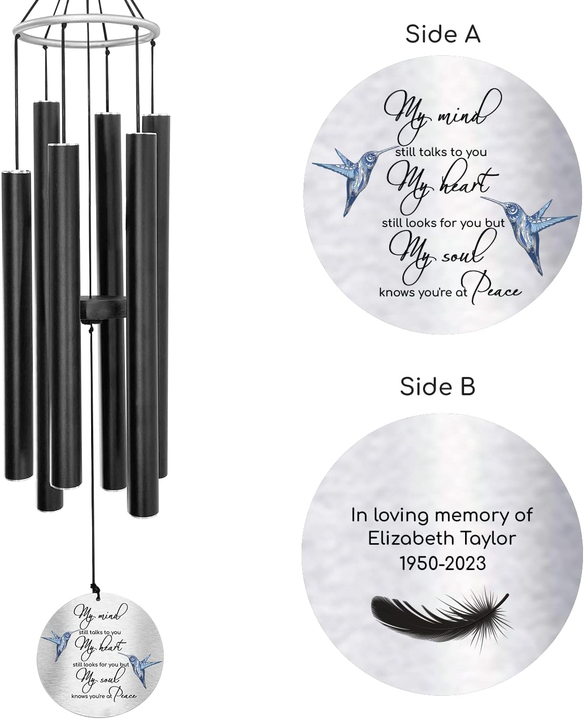 Personalized 36" Bereavement Wind Chimes for Outside, Memorial Gift in Remembrance of a Loved One, Sympathy Gift for Loss of Mother Father Husband, Garden Patio Decor