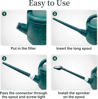 2 Gallon Watering Can, Garden Watering Can Outdoor, Plant Water Can with Removable Long Spout and Stainless Steel Sprinkler Head, Large Plastic Outdoor Watering Cans for Gardening Flower Plants