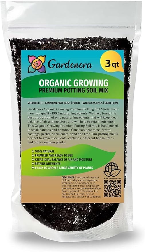GARDENERA Organic Growing Medium - Nurture Your Plants with a Natural and Sustainable Solution - 3 QUARTS