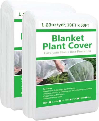 2 Pack Plant Covers Freeze Protection, 10ft x 50ft Frost Blanket for Plants Tree Blanket Cover, Freeze Protection Garden Covers for Outdoor Plants Winter or Floating Row Covers