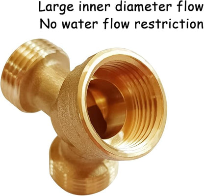 2PCS Garden Hose Splitter Brass 3/4" GHT Thread Heavy Duty 2 Way Y Connector with Washers Garden Hose Adapter for Backyard Water Tap, Outlet, & Spigot