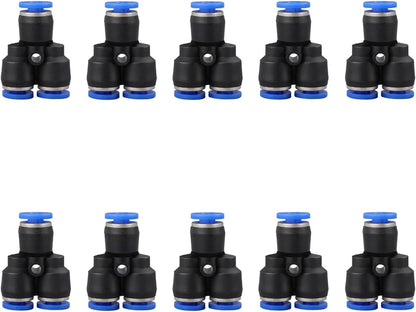 1/4 inch OD Y splitter Push to connect Fittings,push to connect air fittings, air line push connectors (10 Pcs)