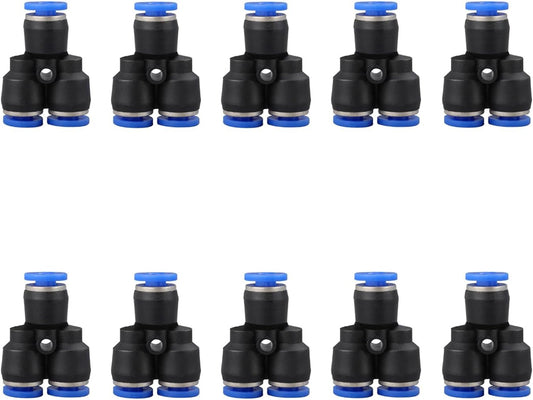 1/4 inch OD Y splitter Push to connect Fittings,push to connect air fittings, air line push connectors (10 Pcs)