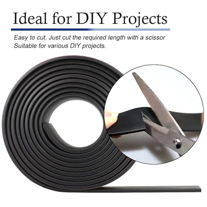 Neoprene Rubber Strips Self Adhesive Solid Rubber Sheets, Rolls & Strips for DIY Gaskets Crafts Pads Seals Warehouse Flooring Neoprene Sheet with Adhesive Backing (1" Wide x 1/5" Thick x 10' Long)