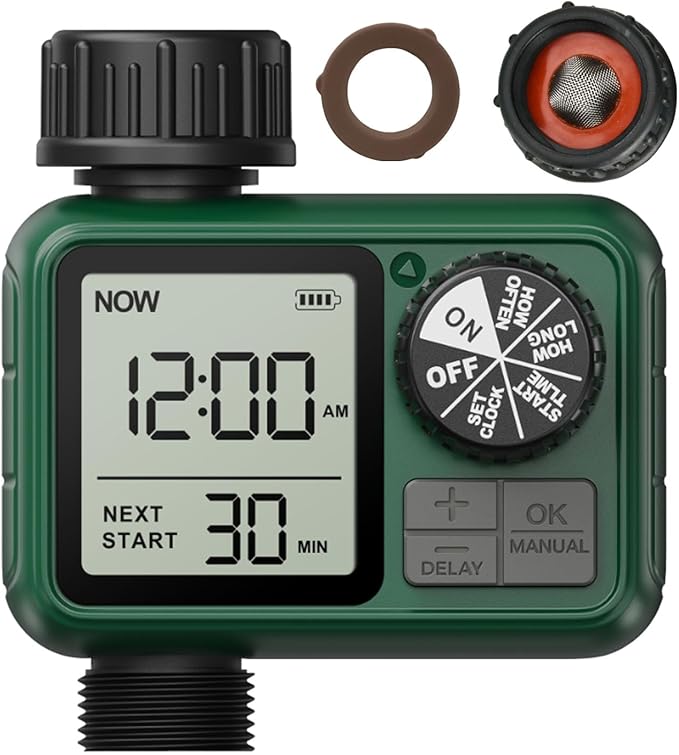 Sprinkler Timer, XinFuture Water Timer, Programmable Garden Hose Timer with Rain Delay, Manual& Automatic Watering System, Waterproof Digital Irrigation Controller Watering Lawn Evenly&Efficiently
