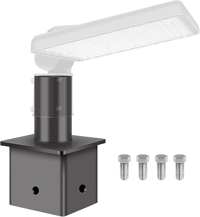 Tenon Bracket for 4" Square Pole with 2 3/8" O.D. Vertical Pole Mounting Bracket Arm Steel Heavy Duty Dark Bronze Slip Fitter Mount Accessories for Parking Lot Light Street Area Lighting