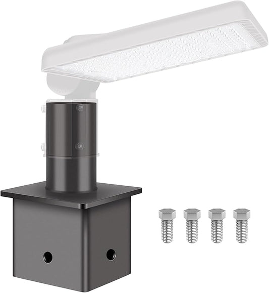 Tenon Bracket for 4" Square Pole with 2 3/8" O.D. Vertical Pole Mounting Bracket Arm Steel Heavy Duty Dark Bronze Slip Fitter Mount Accessories for Parking Lot Light Street Area Lighting