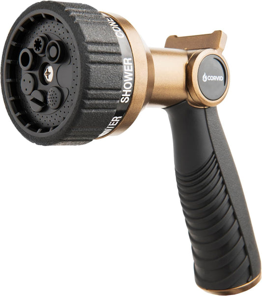 3-Pack Corvid Thumb Control 8-Pattern Garden Hose Nozzle, High-Pressure Adjustable Spray with Ergonomic Soft-Grip Handle and Durable Metal Construction, Ideal for Lawn & Garden, Car Washing