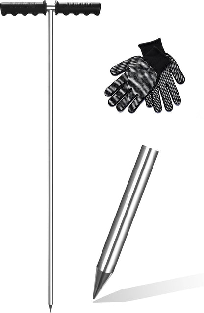 Soil Probe Rod,32"-48" Septic Tank Probe Rod,Beseetop Pipe Probe Made of Stainless Steel with Insulated T Handle Heavy Duty Perfect for Locating Septic Tank Underground Pipe Gravel Gopher Runs