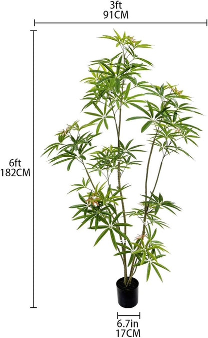 Aalonfale 6ft Artificial Umbrella Tree - Realistic Faux Umbrella Tree Indoor/Outdoor, UV Resistant Fake Plant for Home, Office, Patio Decor