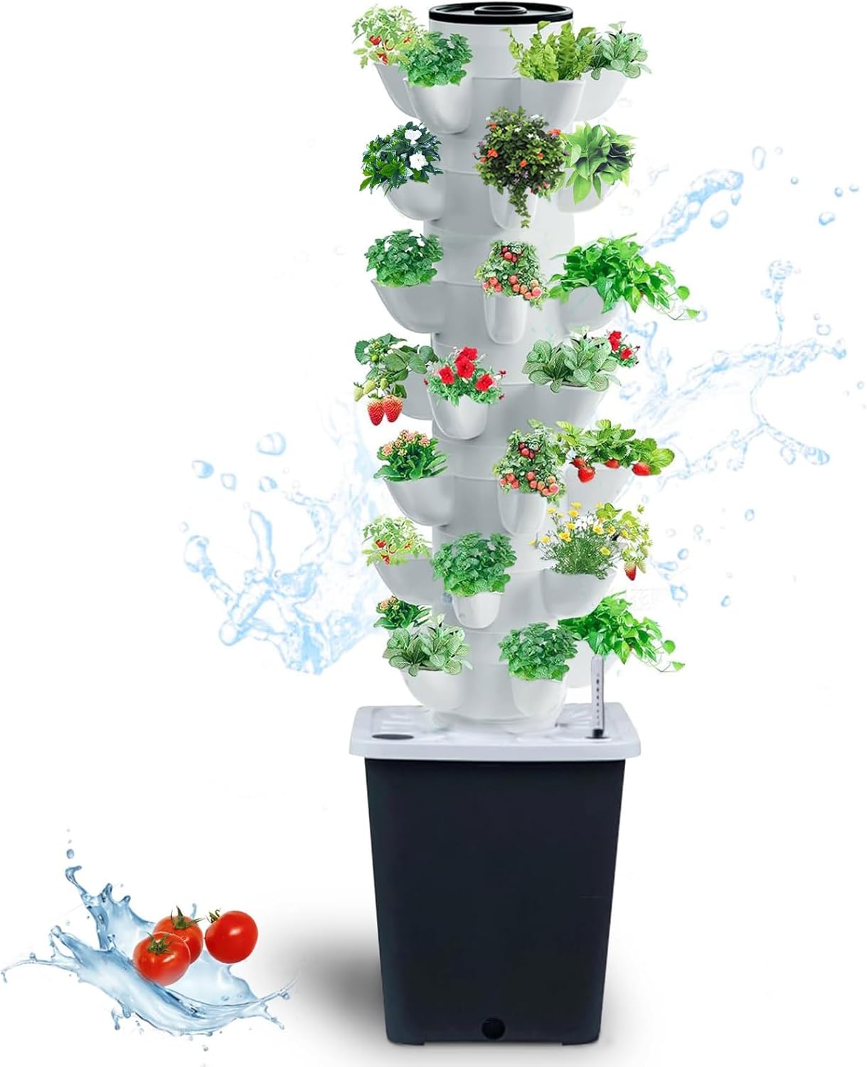 Hydroponics Tower Indoor Growing System Vertical Garden Planter Indoor Smart Garden Kit with Pump and Movable Water Tank Vegetable Plant Gift for Gardening Lover (35-Plants)