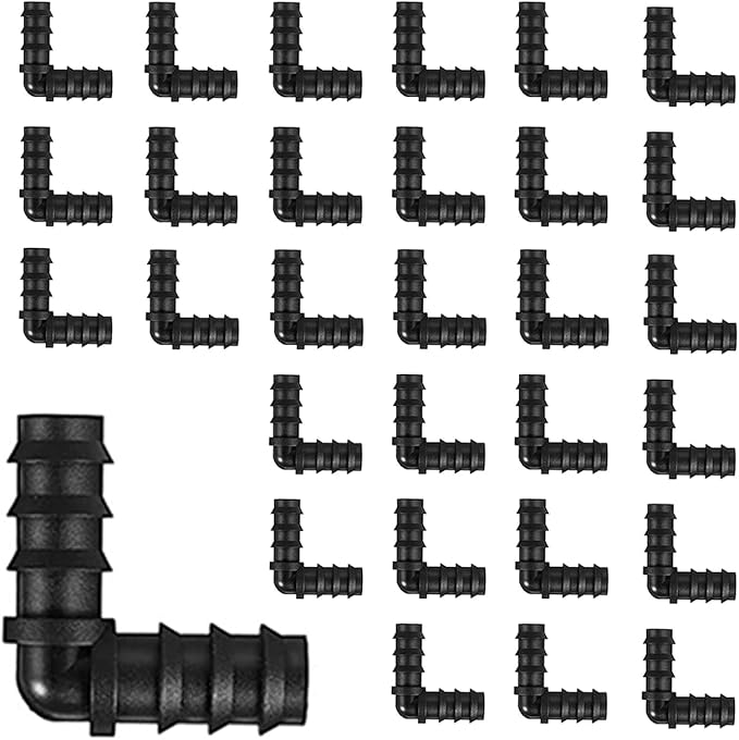 BEADNOVA Drip Irrigation Connectors 30 Pcs 1/2 Inch Barbed Elbow Couplings Irrigation Connectors for 1/2 Inch Drip Tubing Water Tubing Gardening Supplies (30pcs)