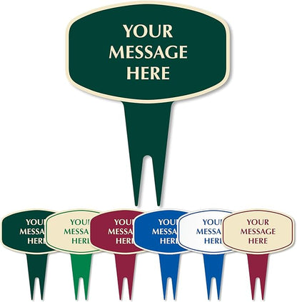 SmartSign Custom Designer Yard Stake Sign - Add Your Message, 12"x15", Square Oval Shape, 120 mil Aluminum Composite Sign w/Overcoat for Outside, Integrated Ground Stakes, Reflective Option, USA-Made