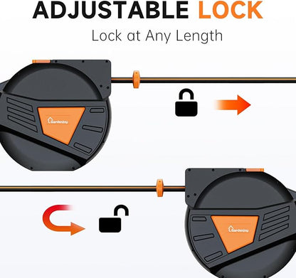 GARDENJOY Retractable Garden Hose Reel, 90 ft x 5/8 inch Heavy Duty Garden Hose with 180°Swivel Wall Mounted Bracket, 10 Pattern Sprayer Nozzle, Any Length Lock & Slow Return System