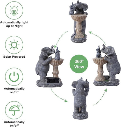 Garden Elephant Statues for Bird Bath: Outdoor Sculptures for Lawn Patio Yard Balcony Porch - Unique Gifts for Mother Grandma