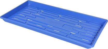 SUNPACK 10" x 20" Heavy Duty Shallow Plastic Seed Starting Tray, Blue, 1" - Lined with Drainage Holes for Excess Water and Aeration, Ideal for Greenhouses or Indoor Gardening