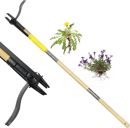 Weed Puller Tool with Long Handle,44'' Heavy Duty 4-Claw Stand Up Garden Weeding Tool-Double Weeding Technique,Weed Remover Tool That not Body Bending（Ergonomic）