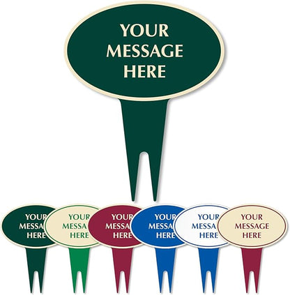 SmartSign Custom Designer Yard Stake Sign - Add Your Message, 12"x15" Oval Shape, 120 mil Aluminum Composite Sign w/Overcoat for Outside, Integrated Ground Stakes, Reflective Option, USA-Made