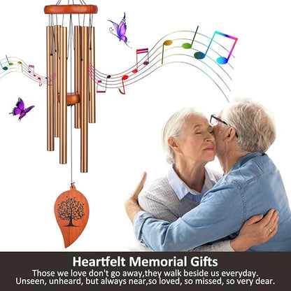32" Memorial Wind Chimes, Bereavement Gift,in Memory of Loved One Loss of Mother Father，Home Decor Garden Patio Outdoor-Golden