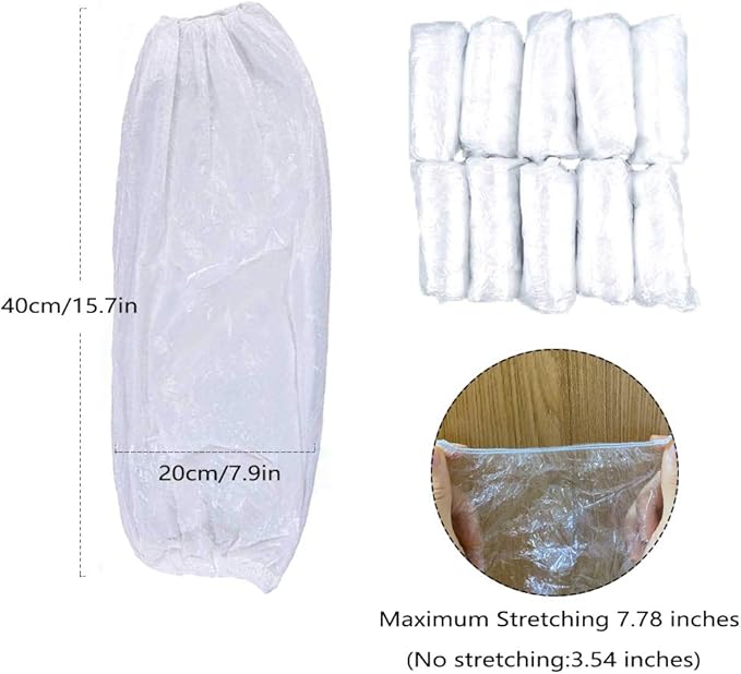 Disposable Arm Sleeves Covers, 100pcs Waterproof PE Oversleeves Covers