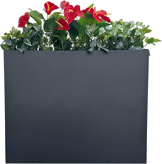38" L x 13" W x 30" H Metal Tall Rectangular Planter - Large Planter Box for Outdoor Patio/Porch Modern Design for Plants, Flowers, Garden,Spliced Flower Pot (Black)