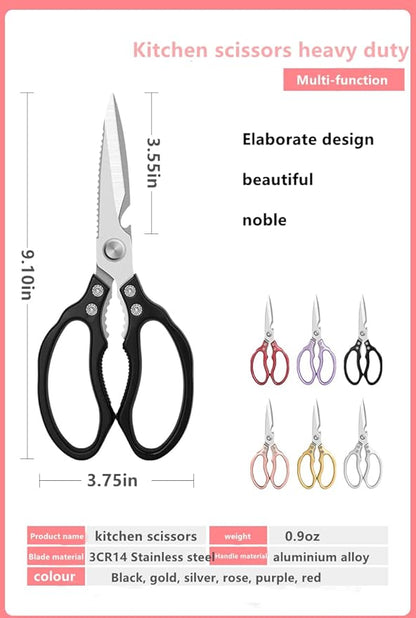 Heavy Duty Sharp Kitchen Scissors, Dishwasher Safe, Cooking Shears for Meat, Chicken, Fish, Poultry, Herb, Bread (Black)
