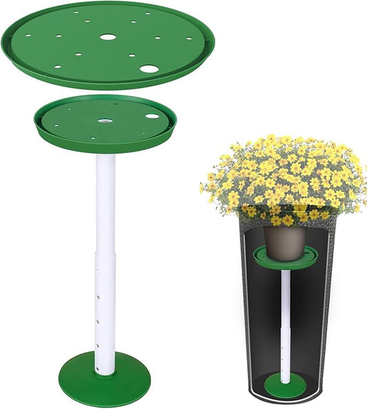 YLSAZL 2 Pack Adjustable Height Plant Risers for Inside Pots,21-33" Rise Plant Risers for, Indoor & Outdoor Insert with, Tall Square Round Taper Planter with 6''8" 10" Base & Top（ Green - Long）