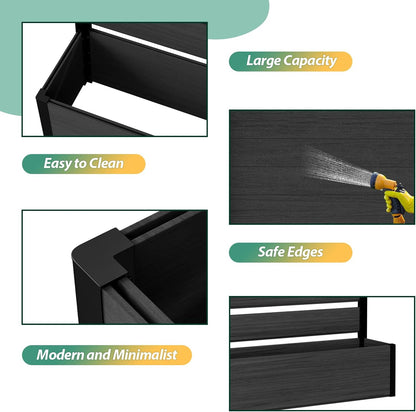 Vertical Screen Planter Bed - Raised Garden Box with Trellis for Climbing Plants, Durable Privacy Fence Planter for Outdoor, Patio, Deck Aluminum Frame, Black