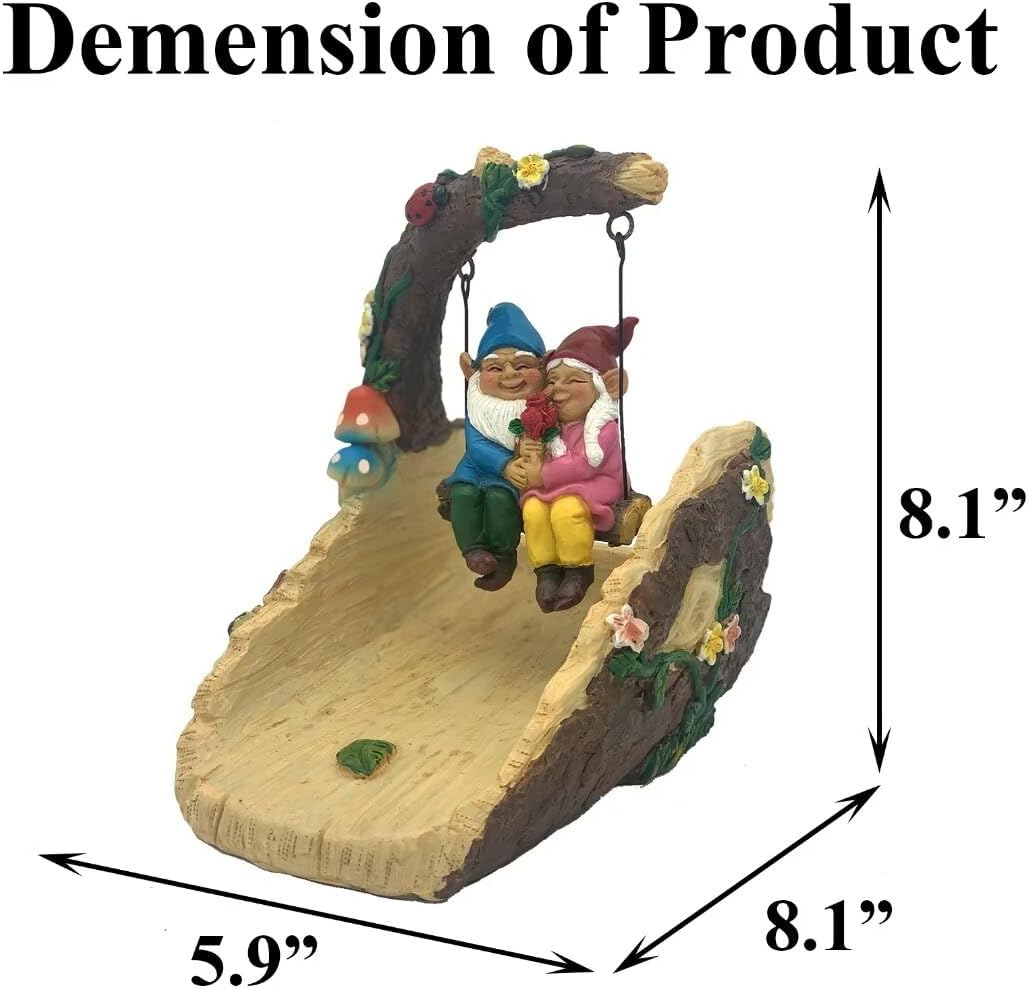 Gnome On The Swing Gutter Downspout Extension Decoration,Rain Downspout Diverter Garden Statue,Decorative Gutter Extension,Downspout Splash Block,Animal Resin Statue Outdoor Décor