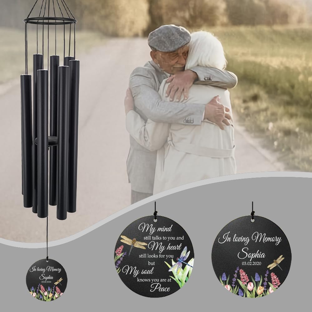 Personalized 36" Healing Memorial Wind Chimes for Outside, Bereavement Gift of Comfort for Loss of Mother, Father or Husband, A Soothing Remembrance for Your Garden and Patio