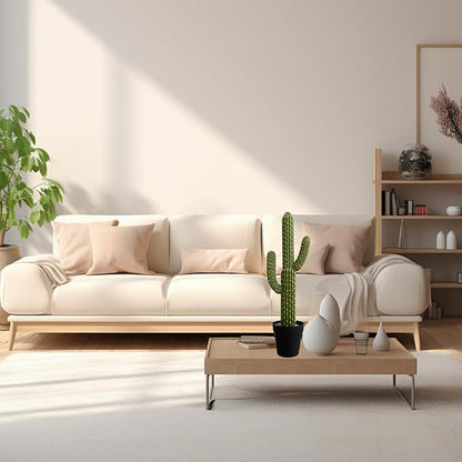 momoplant Artificial Cactus Succulent Plant, 24 Inch Tall Faux Fake Desert Cacti Plant with Black Planter for Home Garden Office Floor Decor