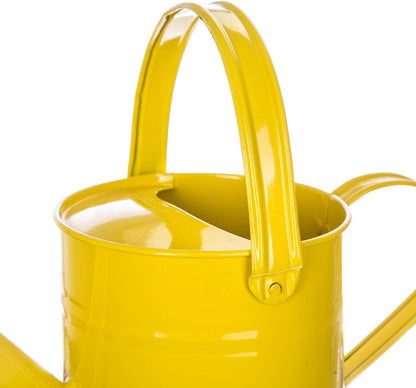 Topadorn Watering Can for Indoor Plants, Outdoor Garden Metal Watering Pot with Handle and Rosehead Modern Style, 11.4”W x 4.72”D x 8.66”H, 55 Oz.,Yellow