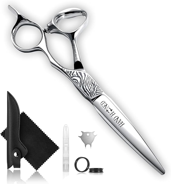 Professional Hair Cutting Scissors - SUS 440C & Cobalt Stainless Steel Barber Shears Fine Adjustment Tension Premium Shears for Hair Cutting (Hair Cutting Scissors S4, 6.0 Inches)