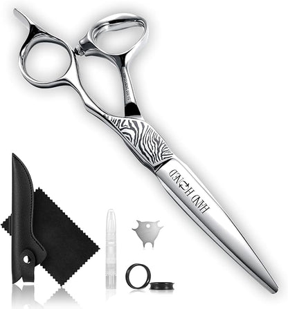 Professional Hair Cutting Scissors - SUS 440C & Cobalt Stainless Steel Barber Shears Fine Adjustment Tension Premium Shears for Hair Cutting (Hair Cutting Scissors S4, 6.0 Inches)