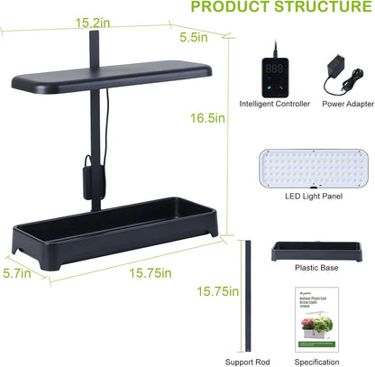 Indoor Garden Led Grow Light, Herb Kitchen Garden Grow Kit, Full Spectrum LED Plant Light for Plants, Height Adjustable Growing Lamp with Intelligent Controller (Not Pots) (Black, 16.5*6.5*4 inch)
