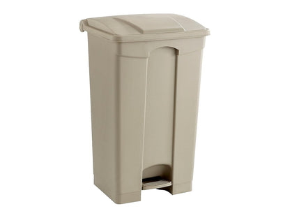 Safco Step On Plastic Trash Can with Foot Pedal, 23 Gallon Garbage Can for Kitchen, Indoor or Outdoor Use, Hands Free, Tan