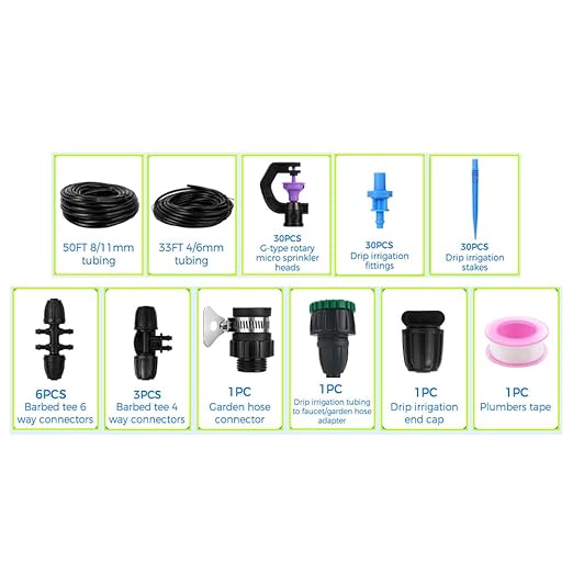 82FT/25M Rotary Sprinkler Drip Irrigation System, Adjustable Complete Drip Irrigation Kit with Rotary Sprinkler, 1/2" and 1/4" Irrigation Tubing and Barbed Fittings for Garden,Raised Beds,Yard,Lawn