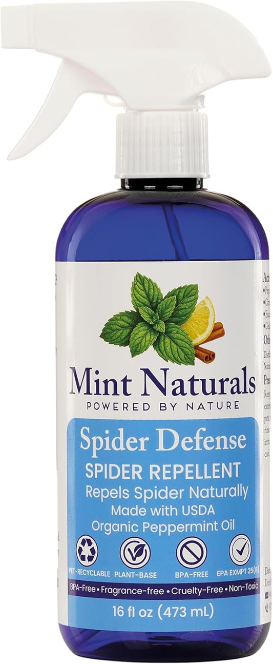 Spider Defense – Natural Spider Repellent Indoor & Outdoor, Peppermint Oil Spray for Home, Cabins, Garages, RVs & Commercial Use – Eco-Friendly Pest Control, 16oz Made in USA