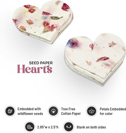 Heart Seed Paper – 50pcs Large Pink Plantable Wildflower, Writable & Plantable Gift for Moms, Plant Lover, & Teachers, Ideal for Weddings, Baby Shower, Memorial, & Celebrations