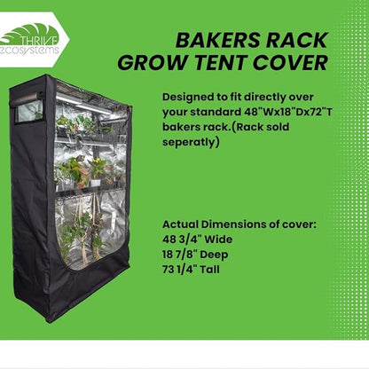 48"x18"x72" Grow Tent Cover for Baker's Rack – Clear Front Door, Adjustable Ventilation, Fully Enclosed Bottom – Indoor Greenhouse for Plants