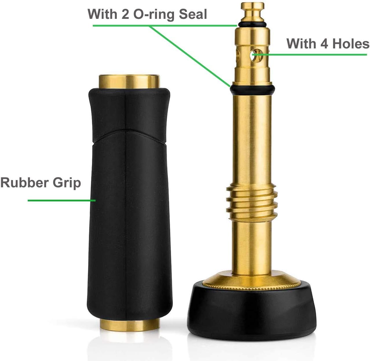 Brass Hose Nozzle, Adjustable Twist hose Sprayer, Jet Sweeper Nozzle for Hand Watering Plants and Lawn, Car Washing, Patio and Pet